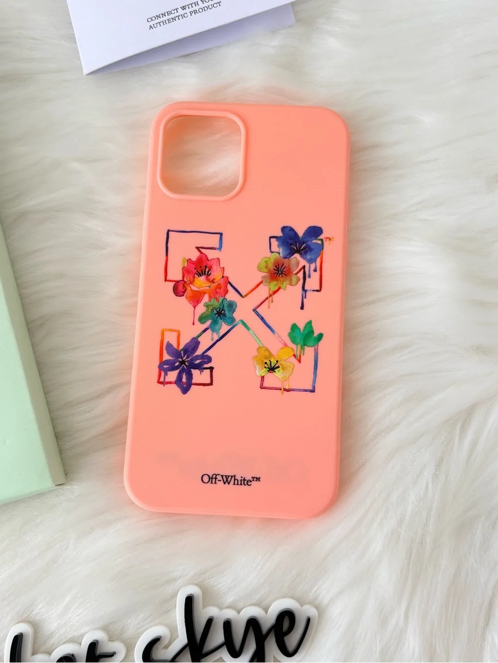 Off-White Pink Floral Logo iPhone 12 Pro Case